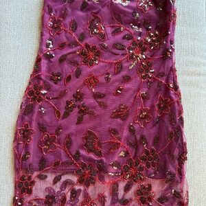 New- Sequin Embroidery Strapless Dress